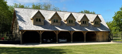5 bay oak garage with room above and storage