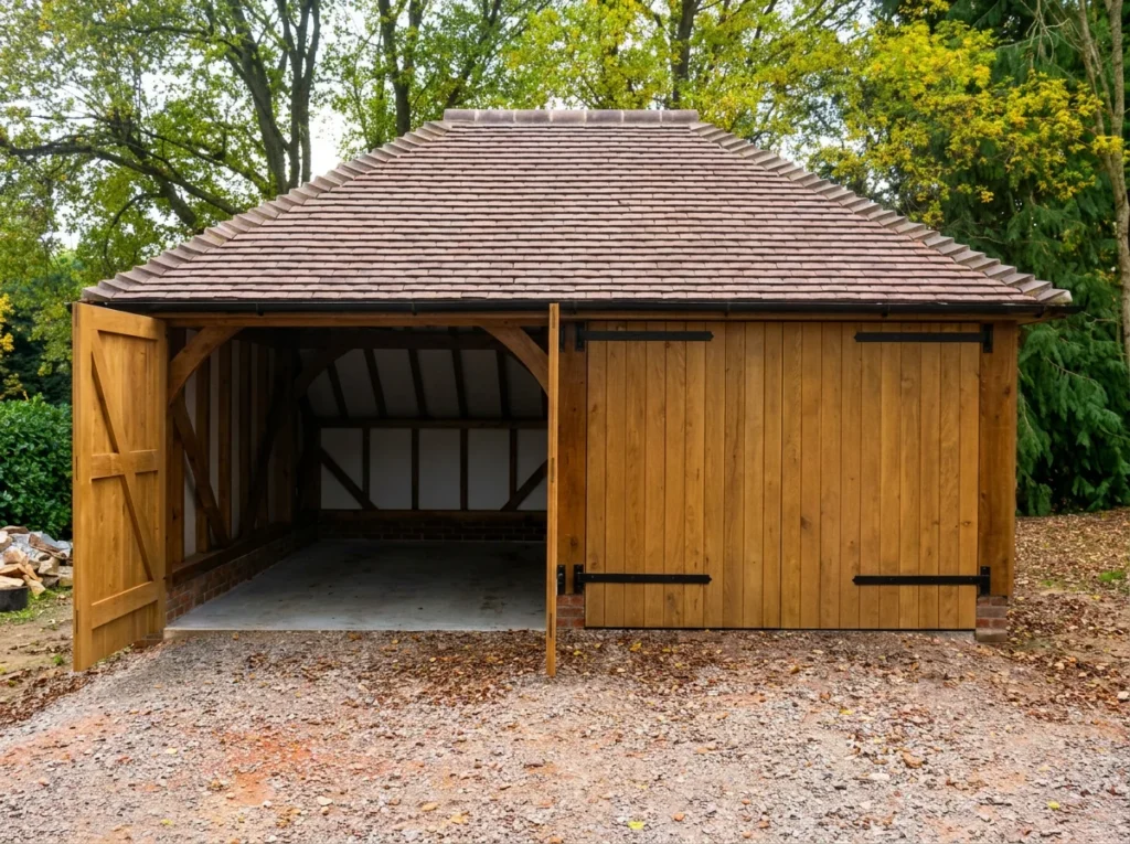 two-bay-oak-frame-garage-clay