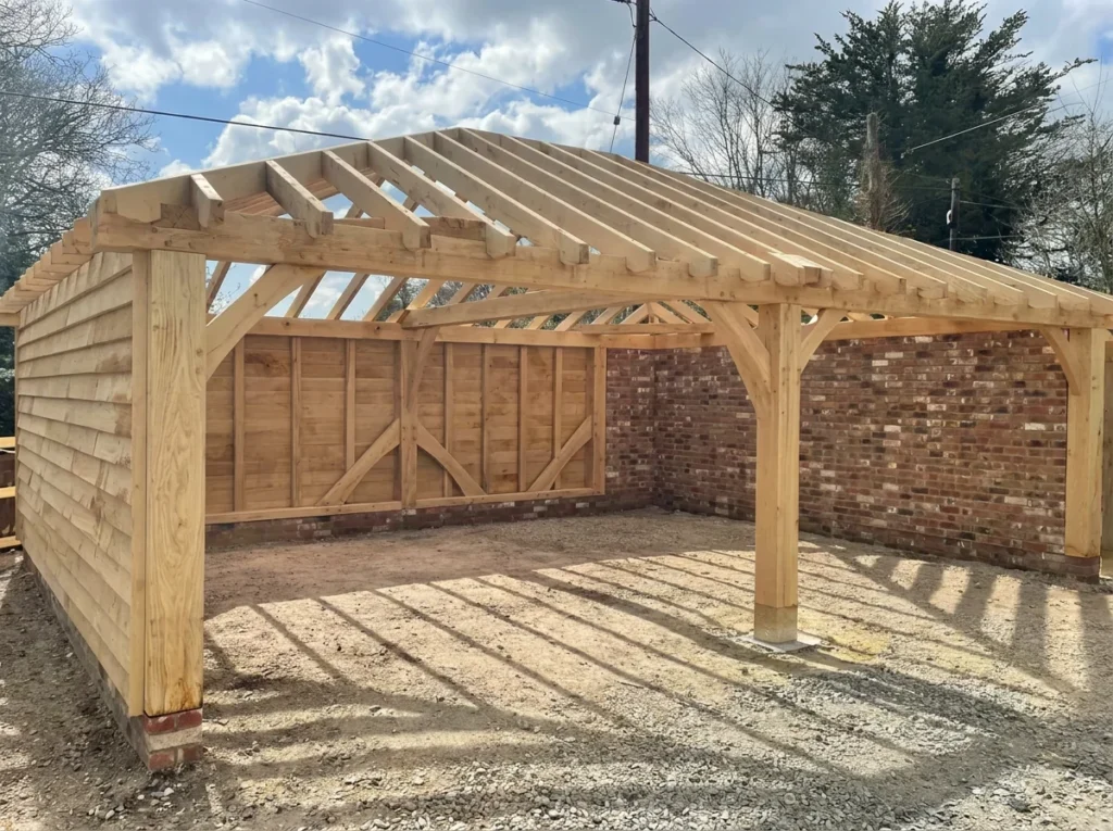 two-bay-oak-frame-garage-construction