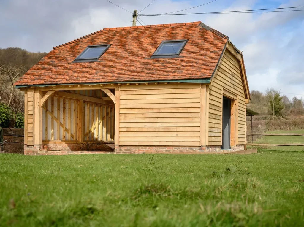 two-bay-oak-frame-garage-gambrel
